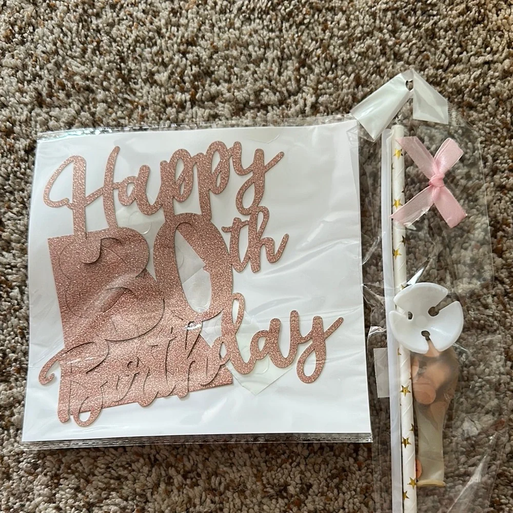 Rose Gold 30th Birthday Cake Topper Set